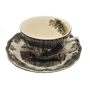 Vintage Johnson Bros The Friendly Village Tea Cup & Saucer Ice House Mint Cndtn